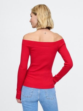 Schulterfreies Pullover-Oberteil