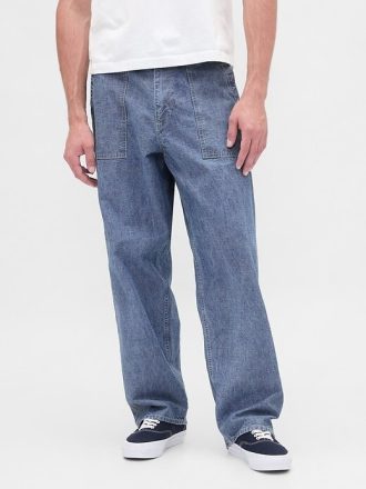 Schwere Chambray-Baggy-Jeans