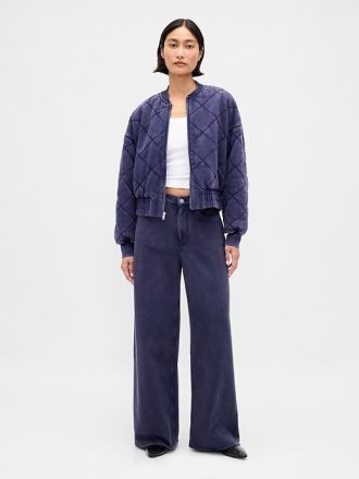 Schwere Sweatpant-Jeans aus French Terry mit weitem Bein
