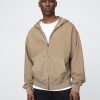 Schwerer French Terry Oversize-Kapuzenpullover mit Reißverschluss Schwerer French Terry Oversize-Kapuzenpullover mit Reißverschluss