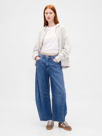 Schwerer French Terry Oversize-Kapuzenpullover mit Reißverschluss