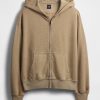 Schwerer French Terry Oversize-Kapuzenpullover mit Reißverschluss Schwerer French Terry Oversize-Kapuzenpullover mit Reißverschluss