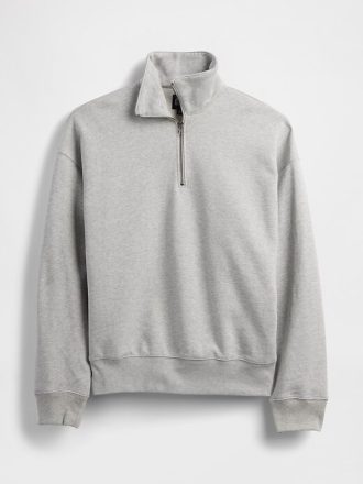 Schwerer Oversize-Pullover mit Viertelreißverschluss