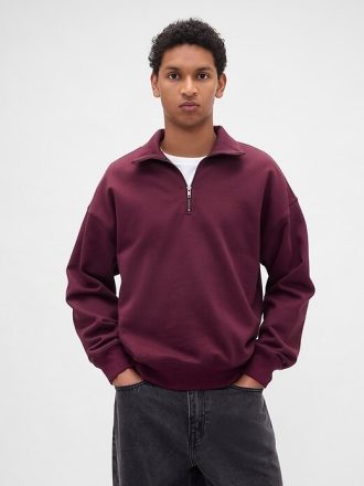 Schwerer Oversize-Pullover mit Viertelreißverschluss
