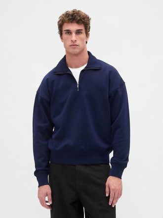 Schwerer Oversize-Pullover mit Viertelreißverschluss