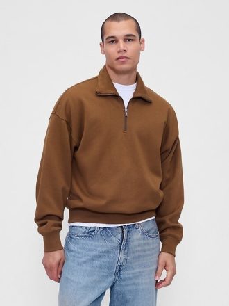 Schwerer Oversize-Pullover mit Viertelreißverschluss
