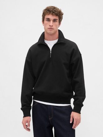 Schwerer Oversize-Pullover mit Viertelreißverschluss