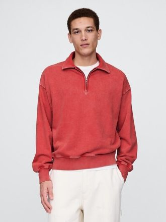 Schwerer Oversize-Pullover mit Viertelreißverschluss