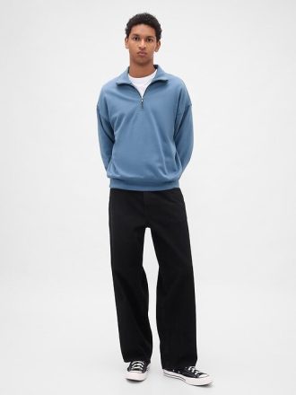 Schwerer Oversize-Pullover mit Viertelreißverschluss