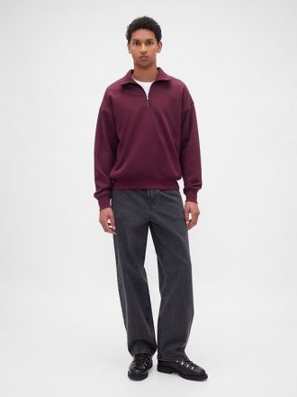 Schwerer Oversize-Pullover mit Viertelreißverschluss