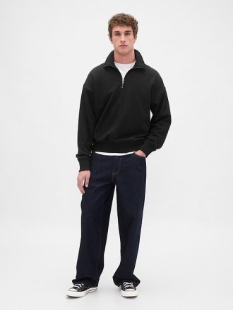 Schwerer Oversize-Pullover mit Viertelreißverschluss