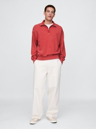 Schwerer Oversize-Pullover mit Viertelreißverschluss