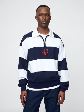 Schwerer Pullover mit gestreiftem Logo