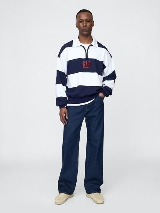 Schwerer Pullover mit gestreiftem Logo