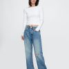 Schweres, geripptes, kurzes T-Shirt mit U-Boot-Ausschnitt Schweres, geripptes, kurzes T-Shirt mit U-Boot-Ausschnitt