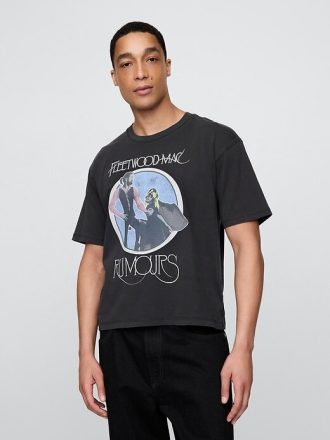 Schweres, kurzes T-Shirt mit Fleetwood Mac-Grafik