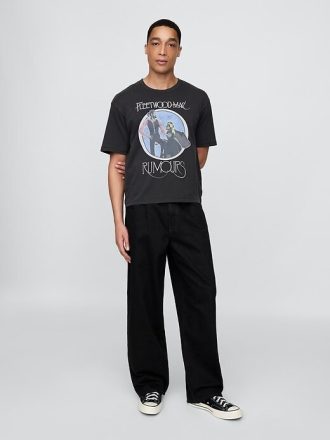 Schweres, kurzes T-Shirt mit Fleetwood Mac-Grafik