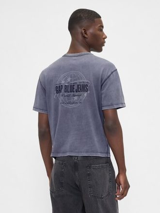 Schweres, kurzes T-Shirt mit Grafik