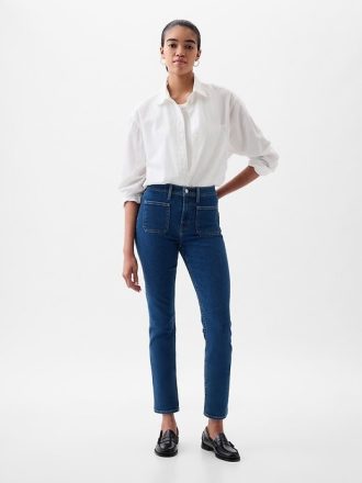 Slim-Jeans im Vintage-Stil mit mittlerer Leibhöhe