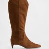 Spitze kniehohe Stiefel mit Kitten Heel