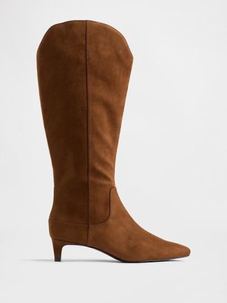 Spitze kniehohe Stiefel mit Kitten Heel