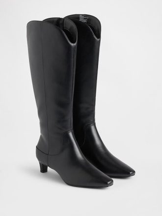 Spitze kniehohe Stiefel mit Kitten Heel