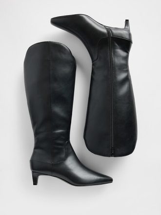 Spitze kniehohe Stiefel mit Kitten Heel