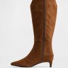 Spitze kniehohe Stiefel mit Kitten Heel