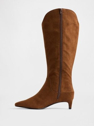 Spitze kniehohe Stiefel mit Kitten Heel