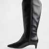 Spitze kniehohe Stiefel mit Kitten Heel