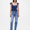 Spitzen-Rüschen-Voile-Schößchen-Crop-Top Spitzen-Rüschen-Voile-Schößchen-Crop-Top