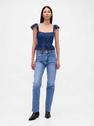 Spitzen-Rüschen-Voile-Schößchen-Crop-Top