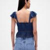 Spitzen-Rüschen-Voile-Schößchen-Crop-Top Spitzen-Rüschen-Voile-Schößchen-Crop-Top