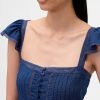 Spitzen-Rüschen-Voile-Schößchen-Crop-Top Spitzen-Rüschen-Voile-Schößchen-Crop-Top