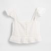Spitzen-Rüschen-Voile-Schößchen-Crop-Top Spitzen-Rüschen-Voile-Schößchen-Crop-Top