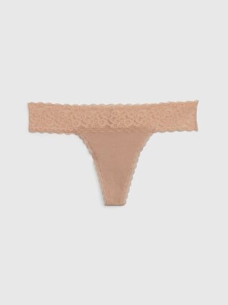 String aus Bio-Stretch-Baumwolle mit Spitzenbesatz