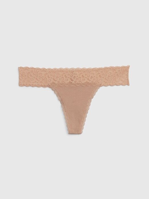 String aus Bio-Stretch-Baumwolle mit Spitzenbesatz String aus Bio-Stretch-Baumwolle mit Spitzenbesatz