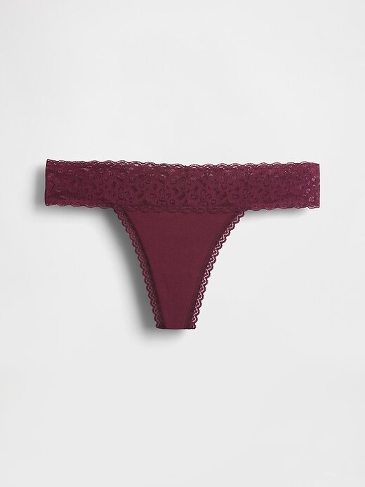 String aus Bio-Stretch-Baumwolle mit Spitzenbesatz String aus Bio-Stretch-Baumwolle mit Spitzenbesatz