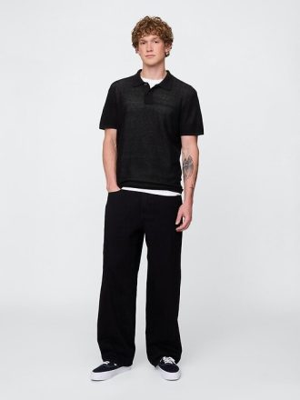 Strukturierter Häkel-Polopullover