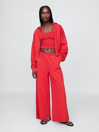 Sweatpants aus French Terry mit weitem Bein und gerolltem Saum