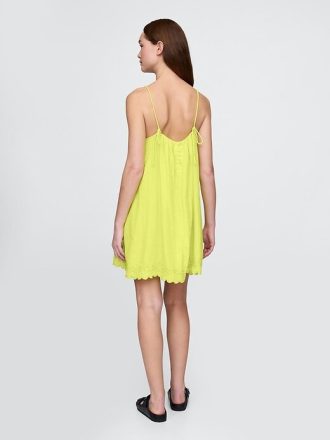Swing-Kleid aus Baumwollgaze mit Stickerei