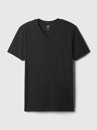 T-Shirt aus Baumwolljersey mit V-Ausschnitt