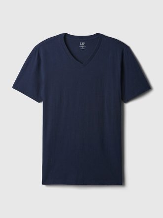 T-Shirt aus Baumwolljersey mit V-Ausschnitt