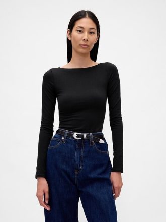 T-Shirt aus Jersey mit U-Boot-Ausschnitt und offenem Rücken