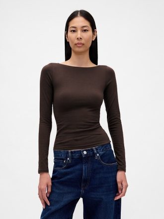 T-Shirt aus Jersey mit U-Boot-Ausschnitt und offenem Rücken