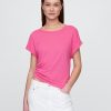 T-Shirt aus Leinenmischung mit Rollbündchen T-Shirt aus Leinenmischung mit Rollbündchen