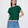 T-Shirt aus Leinenmischung mit Rollbündchen T-Shirt aus Leinenmischung mit Rollbündchen