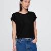 T-Shirt aus Leinenmischung mit Rollbündchen T-Shirt aus Leinenmischung mit Rollbündchen