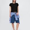 T-Shirt aus Leinenmischung mit Rollbündchen T-Shirt aus Leinenmischung mit Rollbündchen