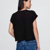 T-Shirt aus Leinenmischung mit Rollbündchen T-Shirt aus Leinenmischung mit Rollbündchen
